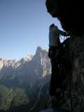 Cima dei Tre, Via Bien: Uscita da una grotta